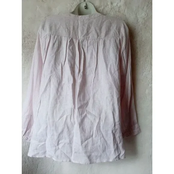 Old Navy NWT linen blend pink striped XS prasant blouse - Picture 4 of 6